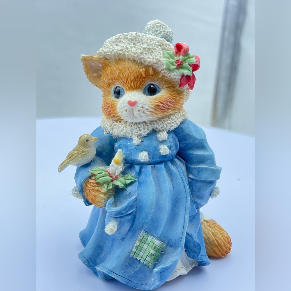 Calico Kittens  Silent Night #144622 Kitten in blue coat With Candle 1995
